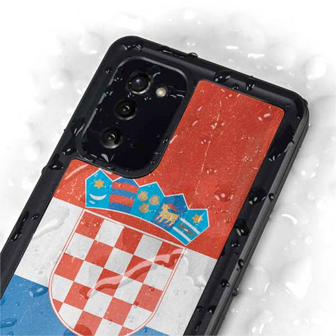 Croatia Flag Distressed Galaxy Note20 5G Waterproof Case